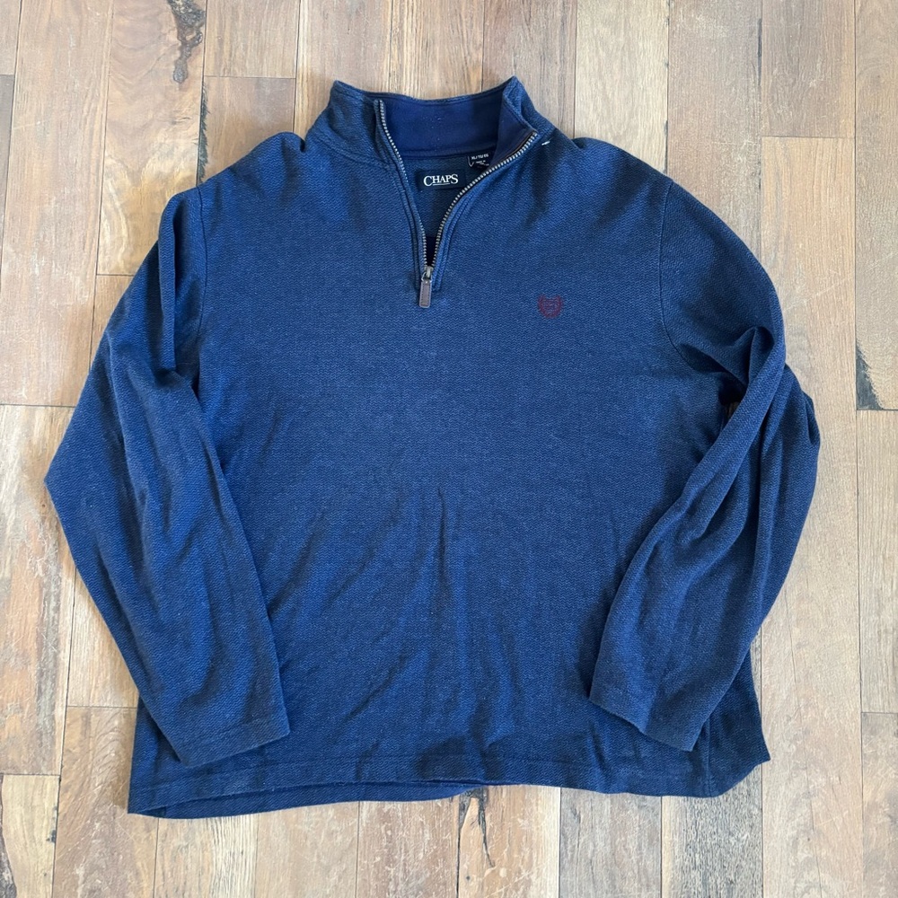 Chaps Navy Quarter-Zip Pullover Sweater Top Size XXL Cotton 1/4 zip
